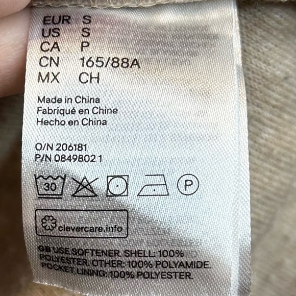 H&M THICK SHERPA FLEECE COAT WITH COLLAR Tan - Picture 7 of 8